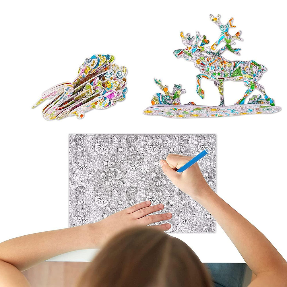(5-tlg. Set) Anti-Stress 3D Mandala Puzzle Entspanntes Zeichnen für Kinder   Erwachsene inkl. Filzstifte