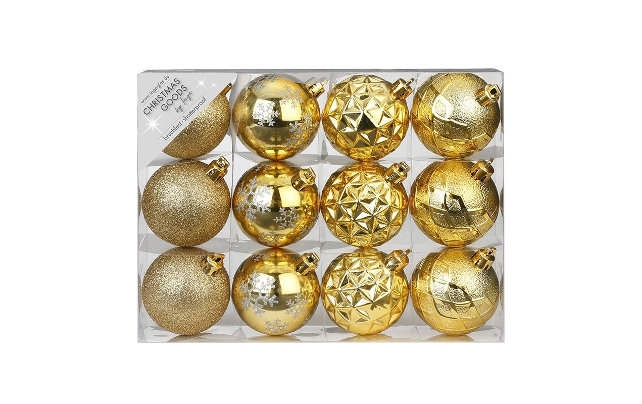 Weihnachtsbaumkugel »Inge Kugelbox, Gold-Mix, 12 Stk.«
