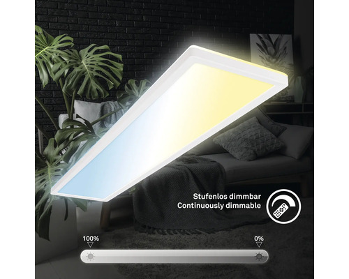 Dimbaar LED-paneel, 36W, 4800 lm, CCT verstelbaar, wit, 20x98 cm, slank design + afstandsbediening + achtergrondverlichting + nachtlampfunctie