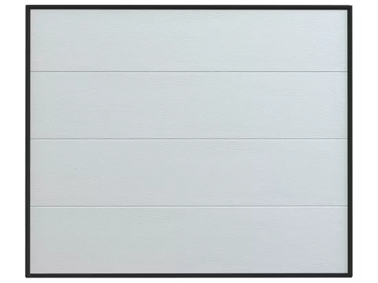 Porte de garage sectionnelle effet bois blanc avec moteur Somfy L254 x H218 cm - PRIETA