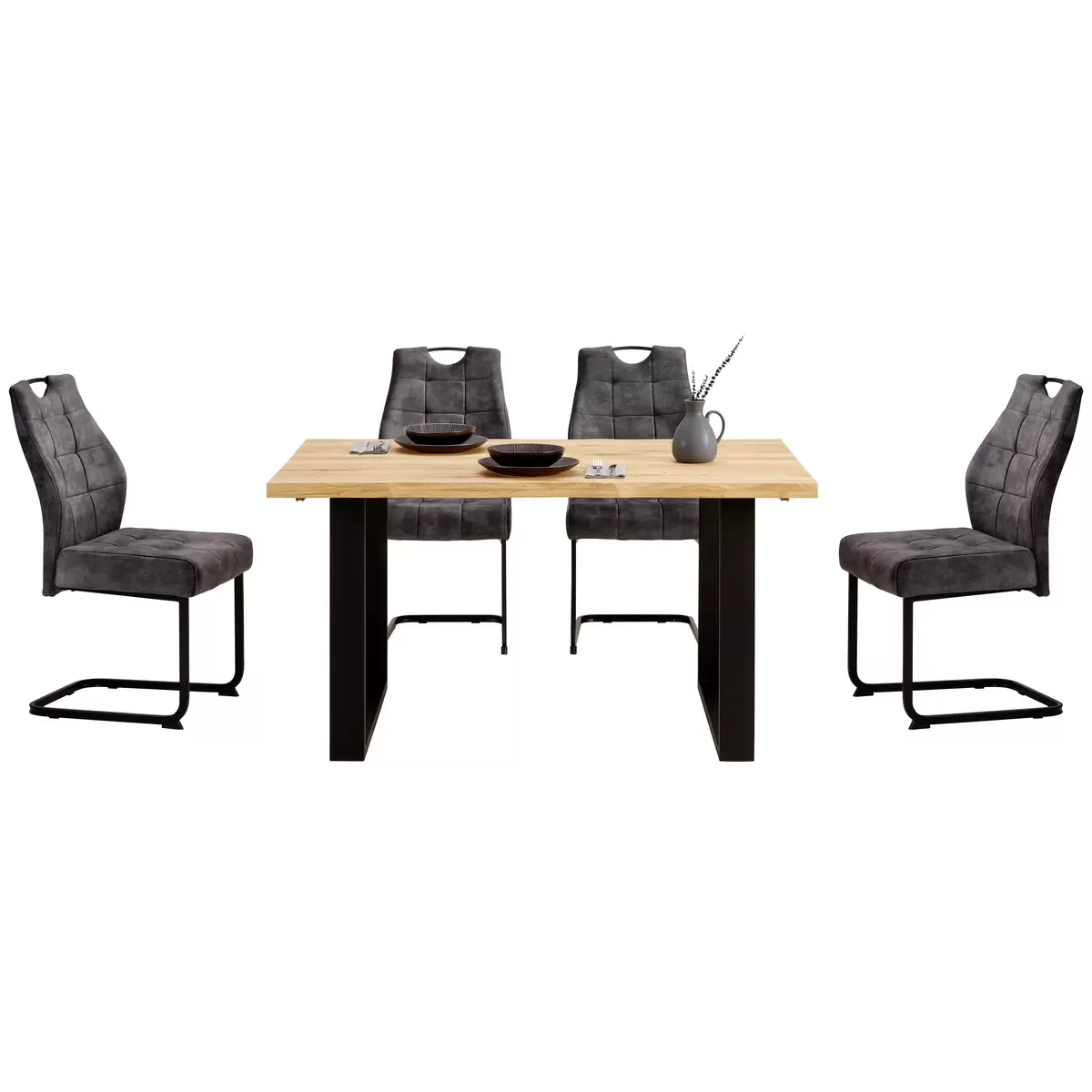 Esstisch James Wood 140 schwarz,Eiche