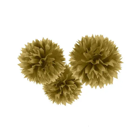 amscan 3 Fluffy Dekobälle zum Aufhängen Gold