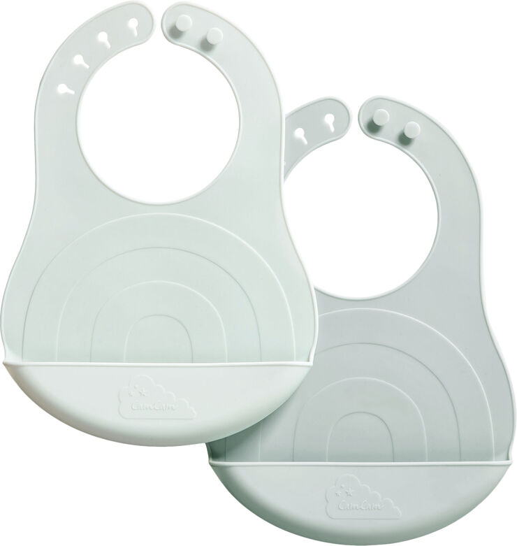 Cam Cam Copenhagen Silicone Bibs Rainbow, Blue Mix, 2-pack Petroleum