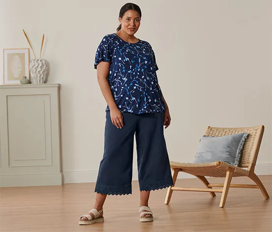 Blusenshirt mit Flügelärmeln, dunkelblau