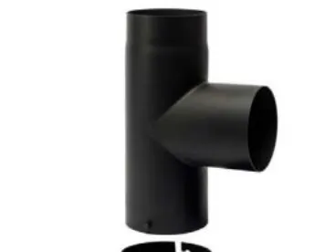 150 mm Metalbestos Sorte røgrør T-stykke 90° med sodskål