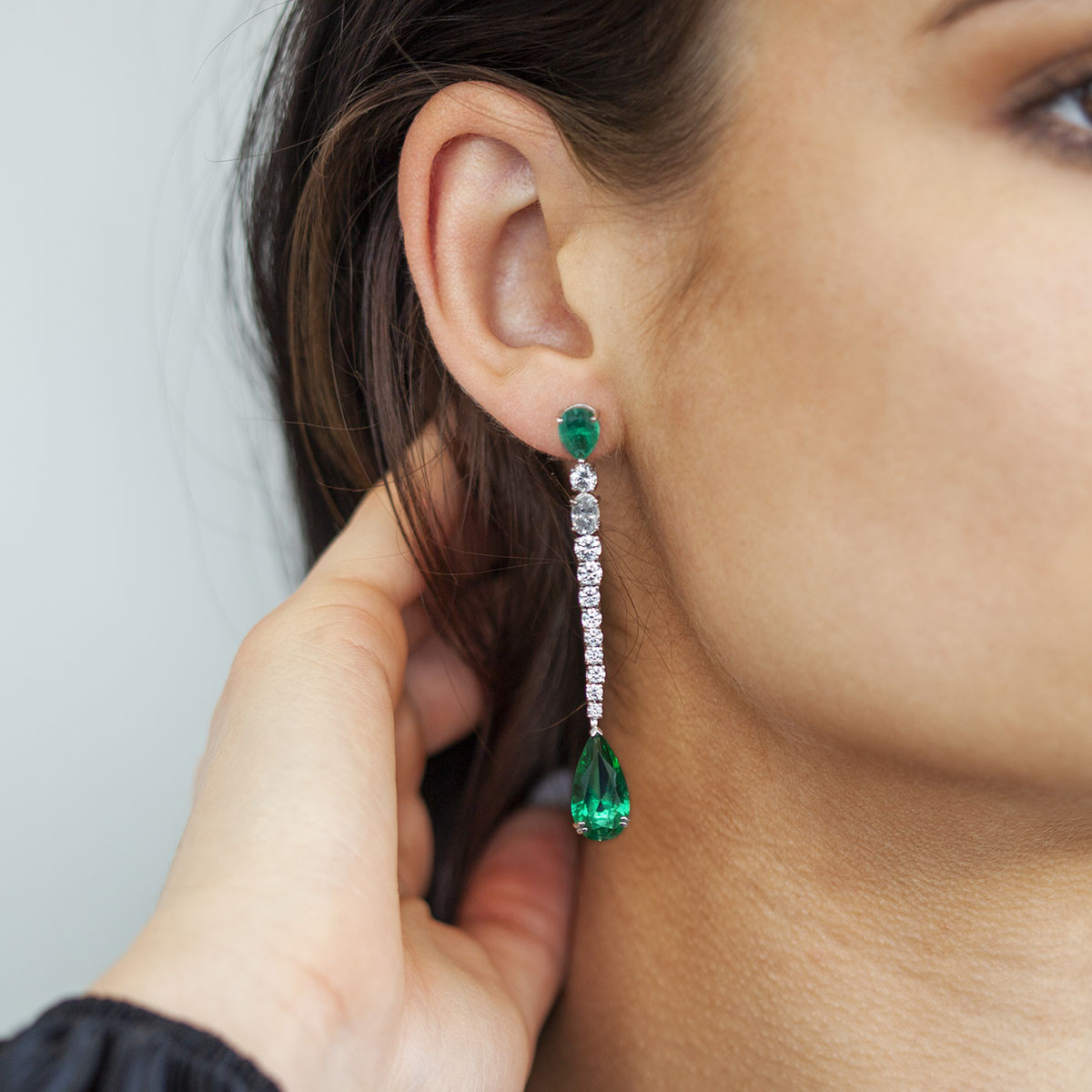 Boucles d'oreilles pendants argent 925 cristal vert