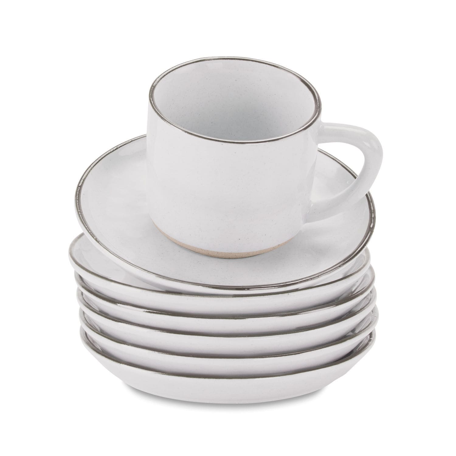 Tasse mit Untertasse 6er Set Biarré weiß