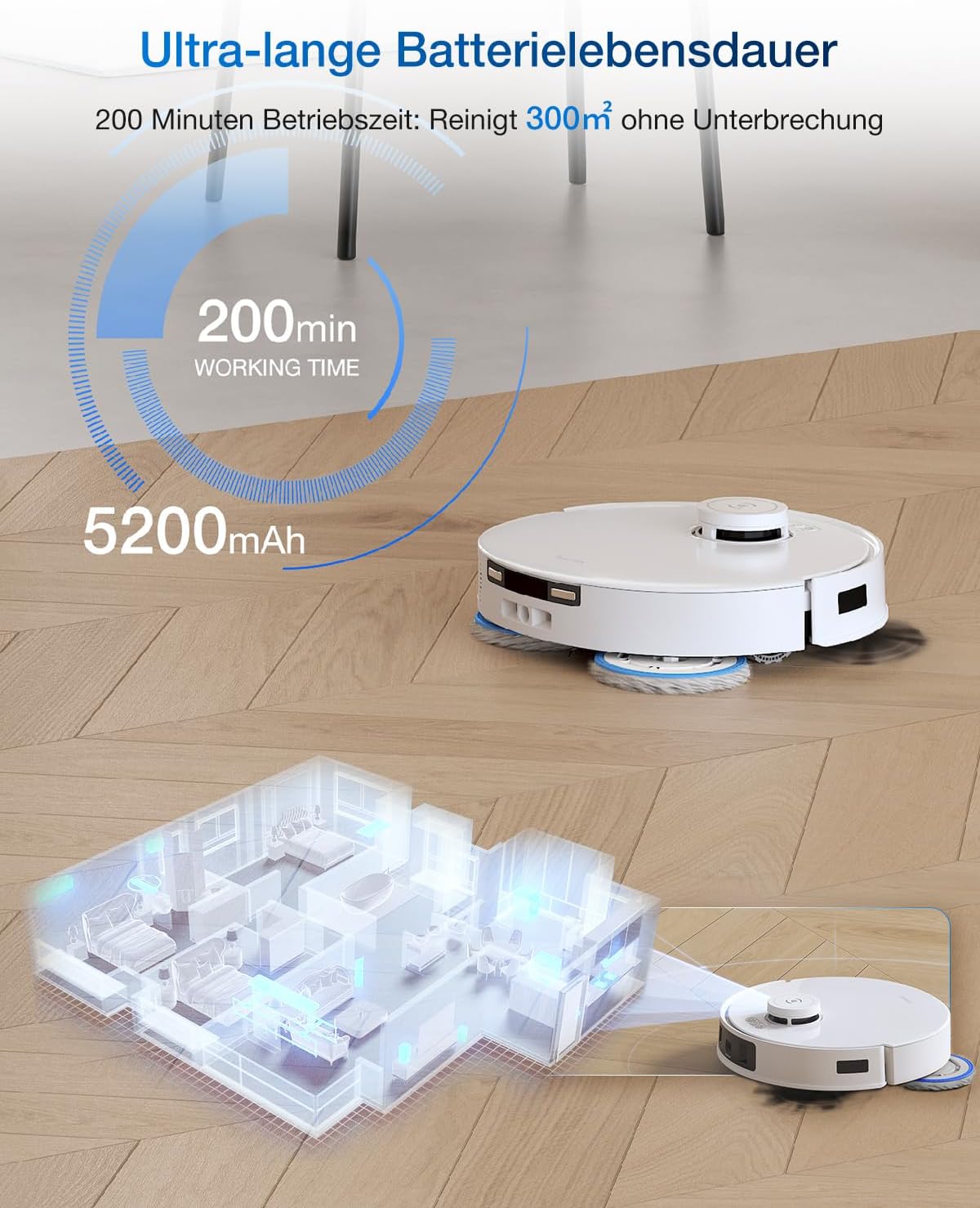 ECOVACS DEEBOT T30C Pro Omni GEN 2 Saugroboter mit Wischfunktion, 15400Pa Saugkraft, Auto-Entleerung, Heißlufttrocknung, 200min Laufzeit, Ideal für Tierhaare & Teppiche(T30C PRO Iteration)