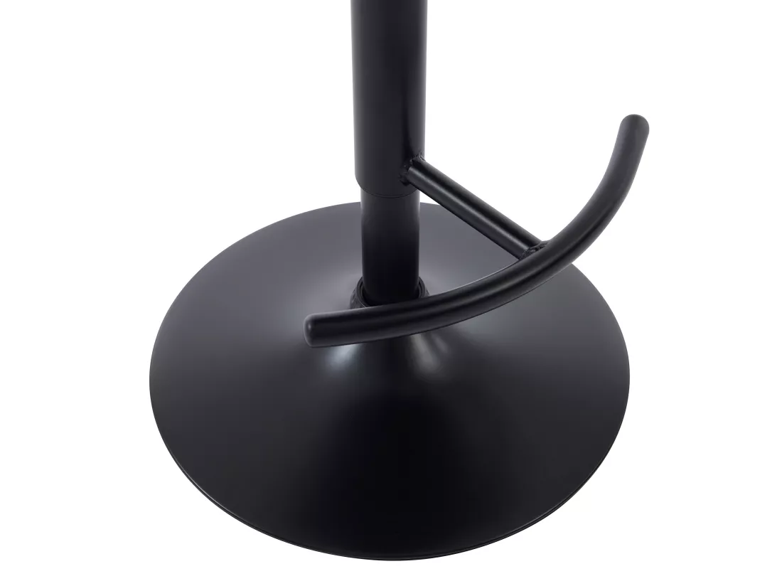 Lot de 2 tabourets de bar en tissu bouclette, placage frêne et métal - Hauteur Réglable - Blanc et Noir - JELSA