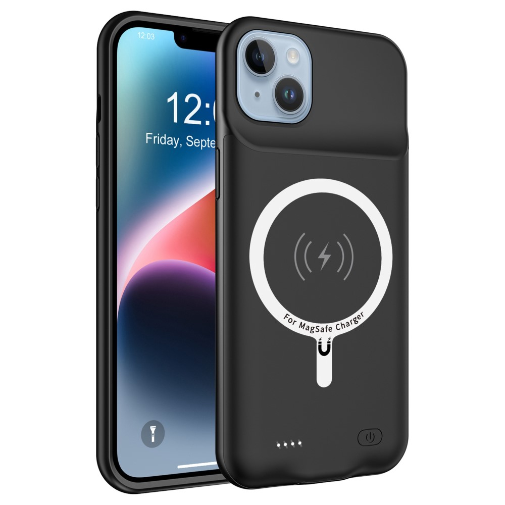 iPhone 14 Plus MagSafe Backpack Akku Case Schutzhülle (8500mAh) - Schwarz