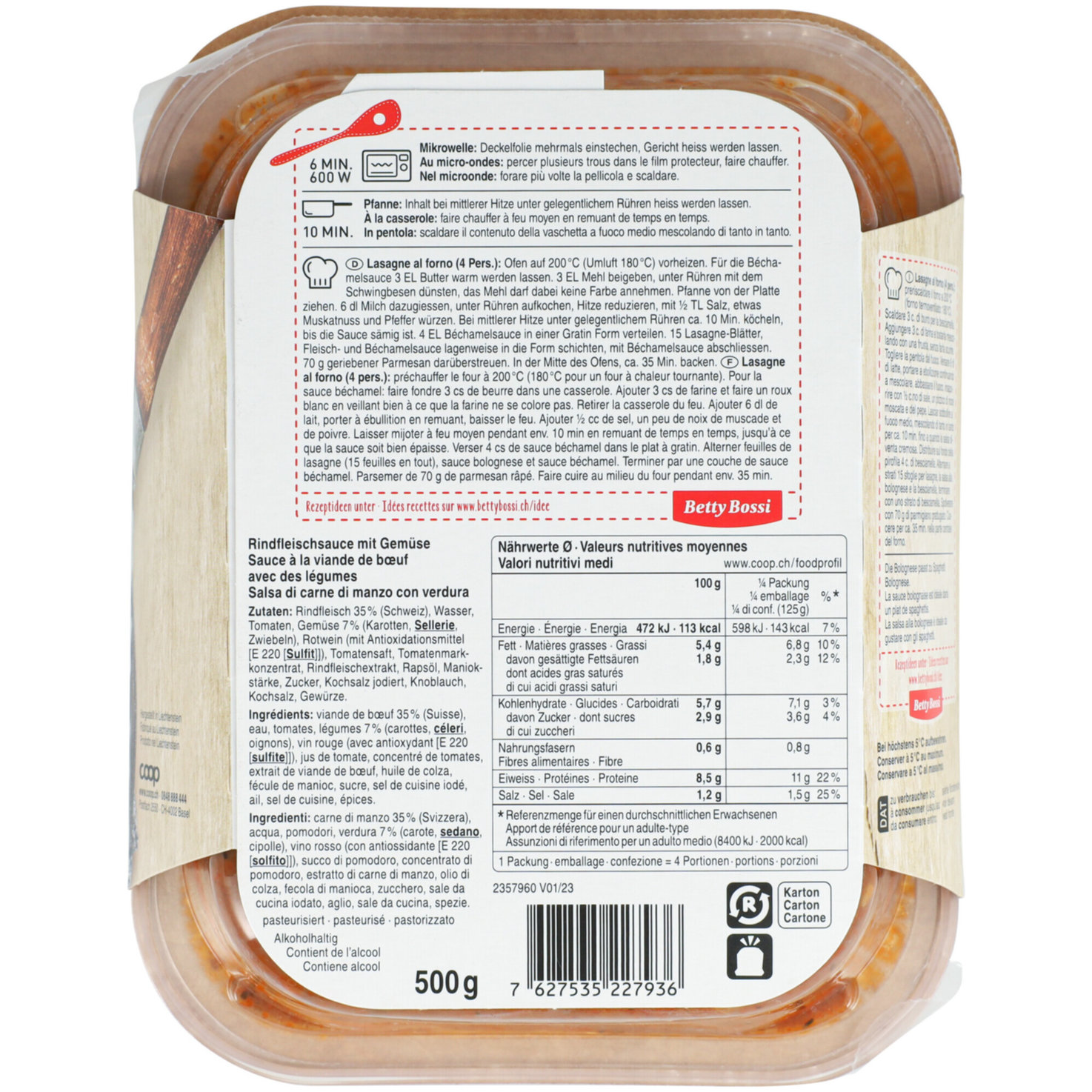 Betty Bossi Rindsbolognese Sauce
