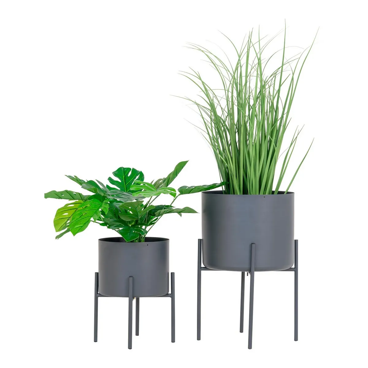 Epikasa Lot de 2 Pots Pavia Métal Gris