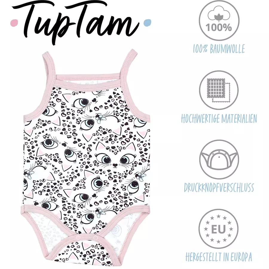 TupTam Mädchen Babybody mit Spagettiträger Sommer 5er Pack lila-kombi