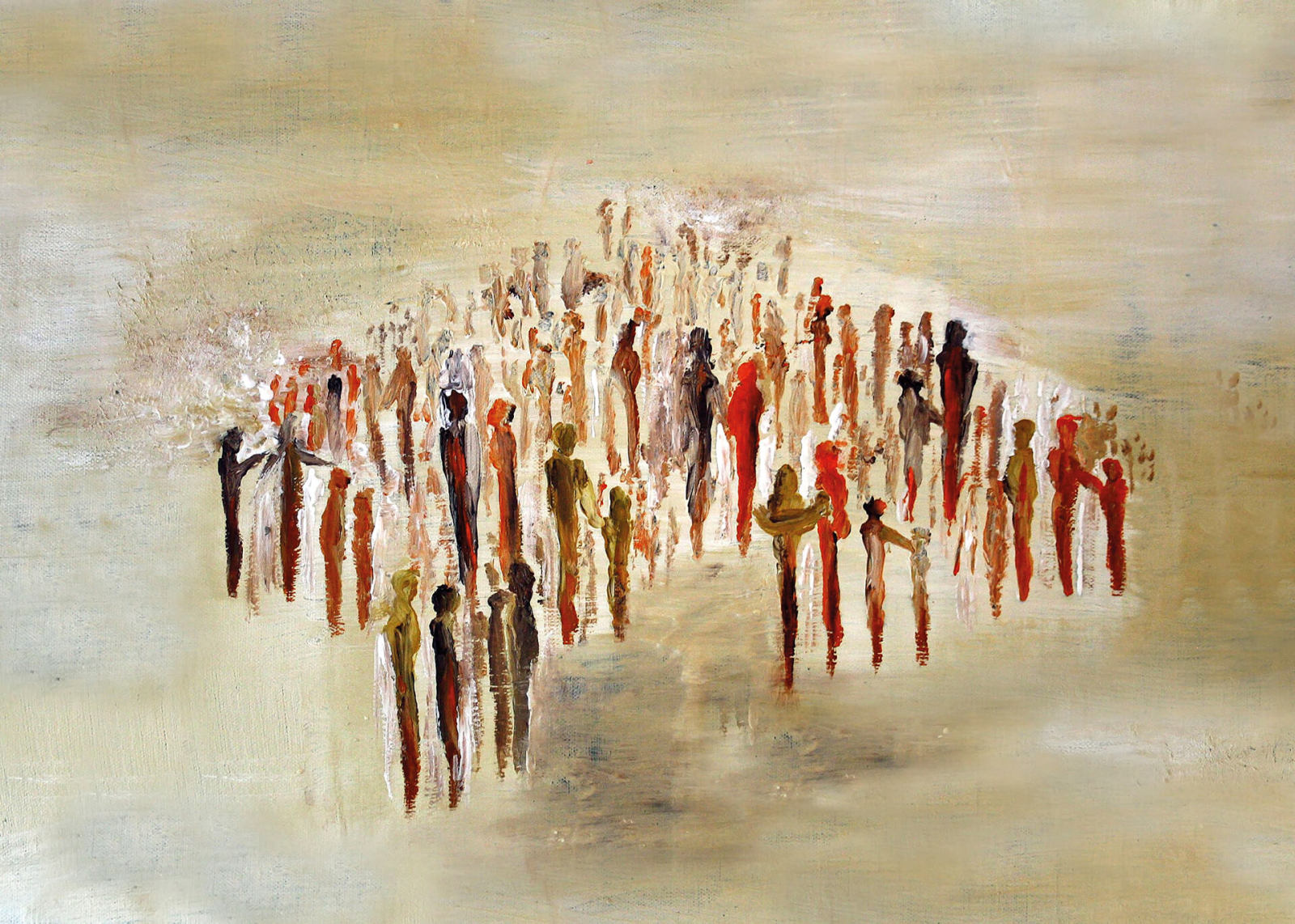 Leinwandbild MENSCHENMENGE - braun-beige - 70x50 cm