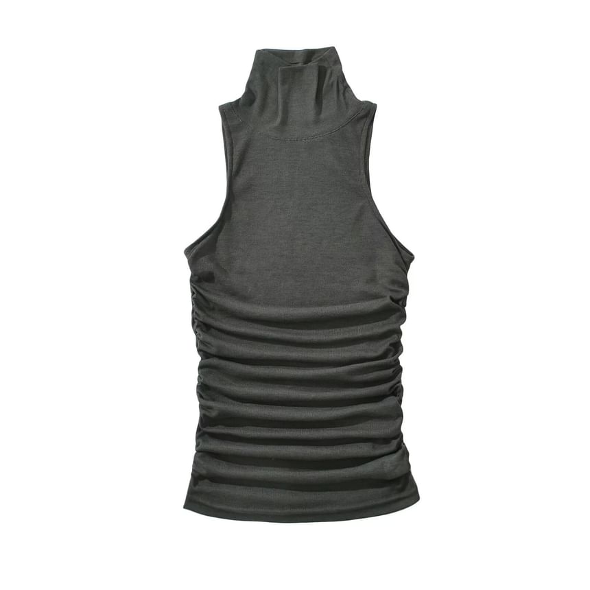 Morhan - Tanktop met col en geplooide, slanke pasvorm
