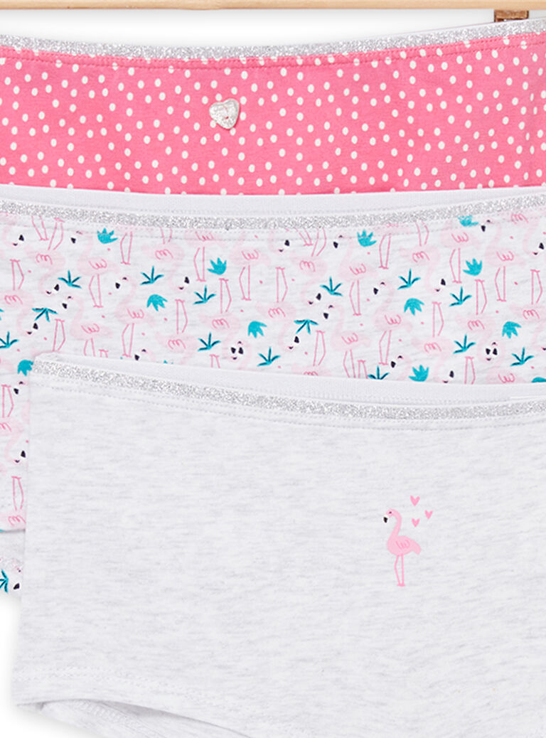 3 shortys à imprimé et motif fantaisie