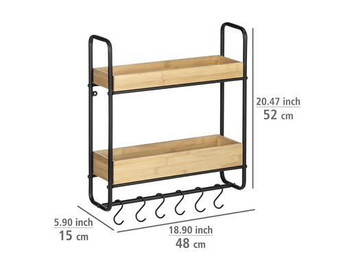Loft wandplank, 2 niveaus, bamboe/zwart
