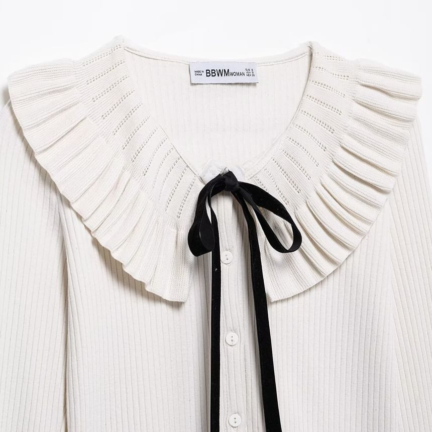 Avauntgardo - Vest met ruchekraag, strikaccent en knoopjes