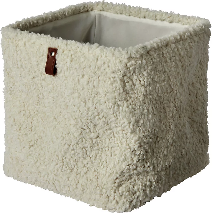 Panier de rangement carré effet bouclette beige