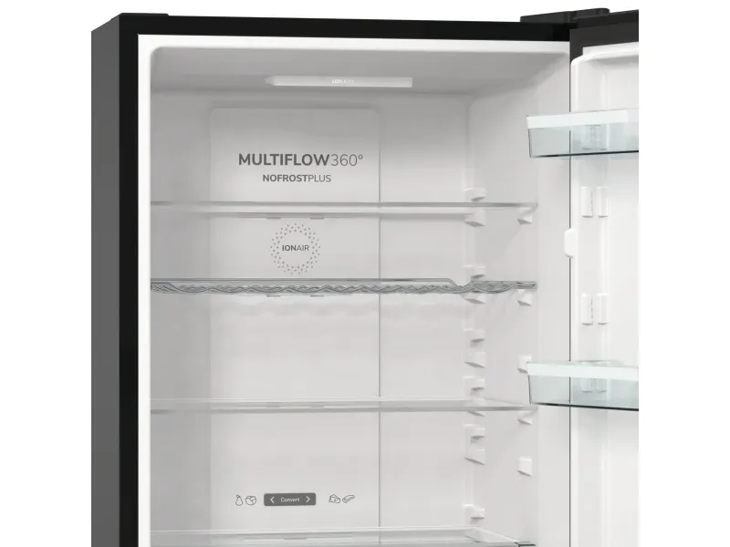 Gorenje NRK6192ABK4 - Køleskab/fryser - bund-fryser - bredde: 60 cm - dybde: 59.2 cm - højde: 185 cm - 300 liter - Klasse E - sort