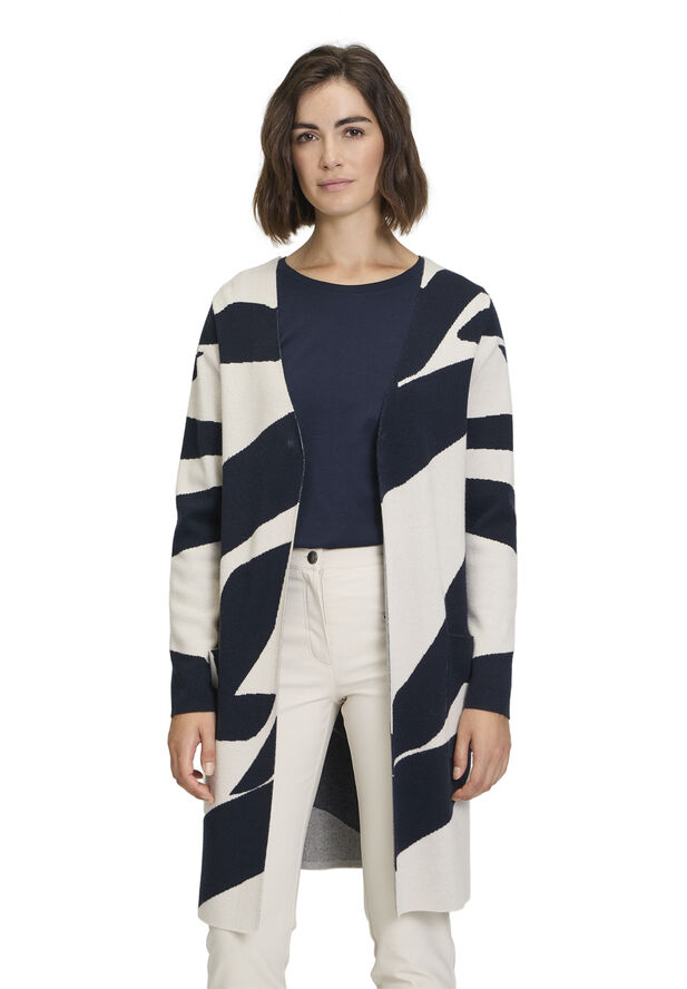 Betty Barclay Strickjacke Lang Patch beige/dark blue