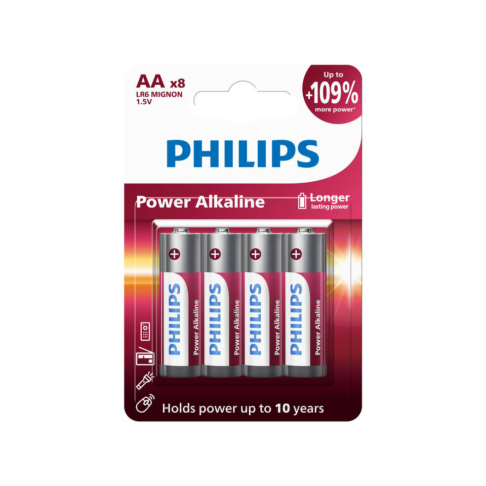 Philips Power Alkaline AA-batterijen set 8 blister
