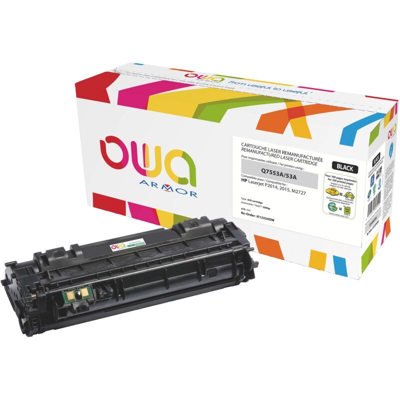 Toner Owa compatible HP 53A-Q7553A noir pour imprimante laser