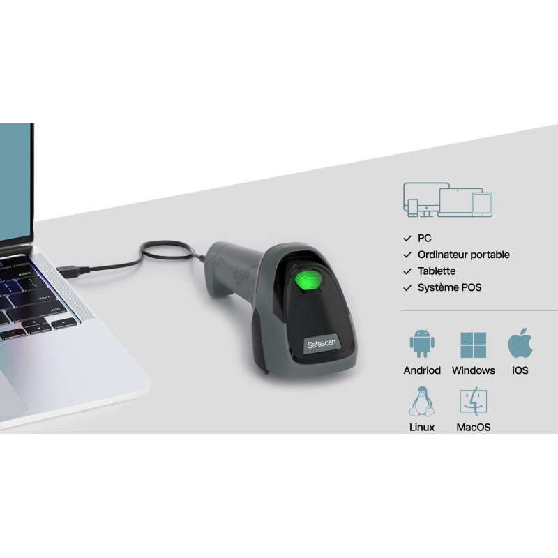 Safescan 310-W – Lecteur de codes-barres plug & play