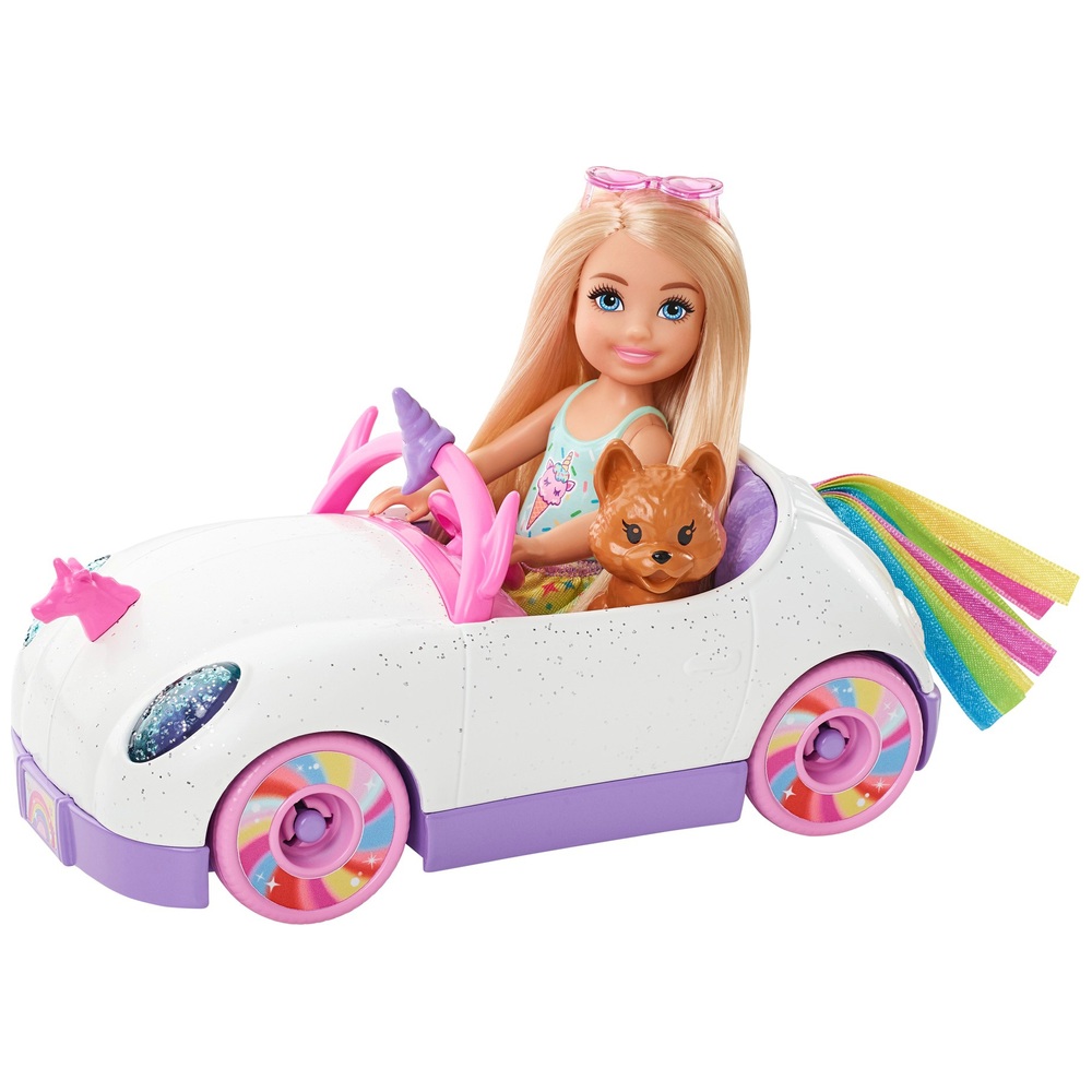 Barbie Chelsea Puppe mit Einhorn-Auto-Spielzeug