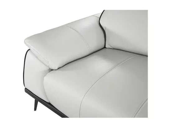 Canapé 3 places Cuir ELLIE Gris perle - Angle Droit