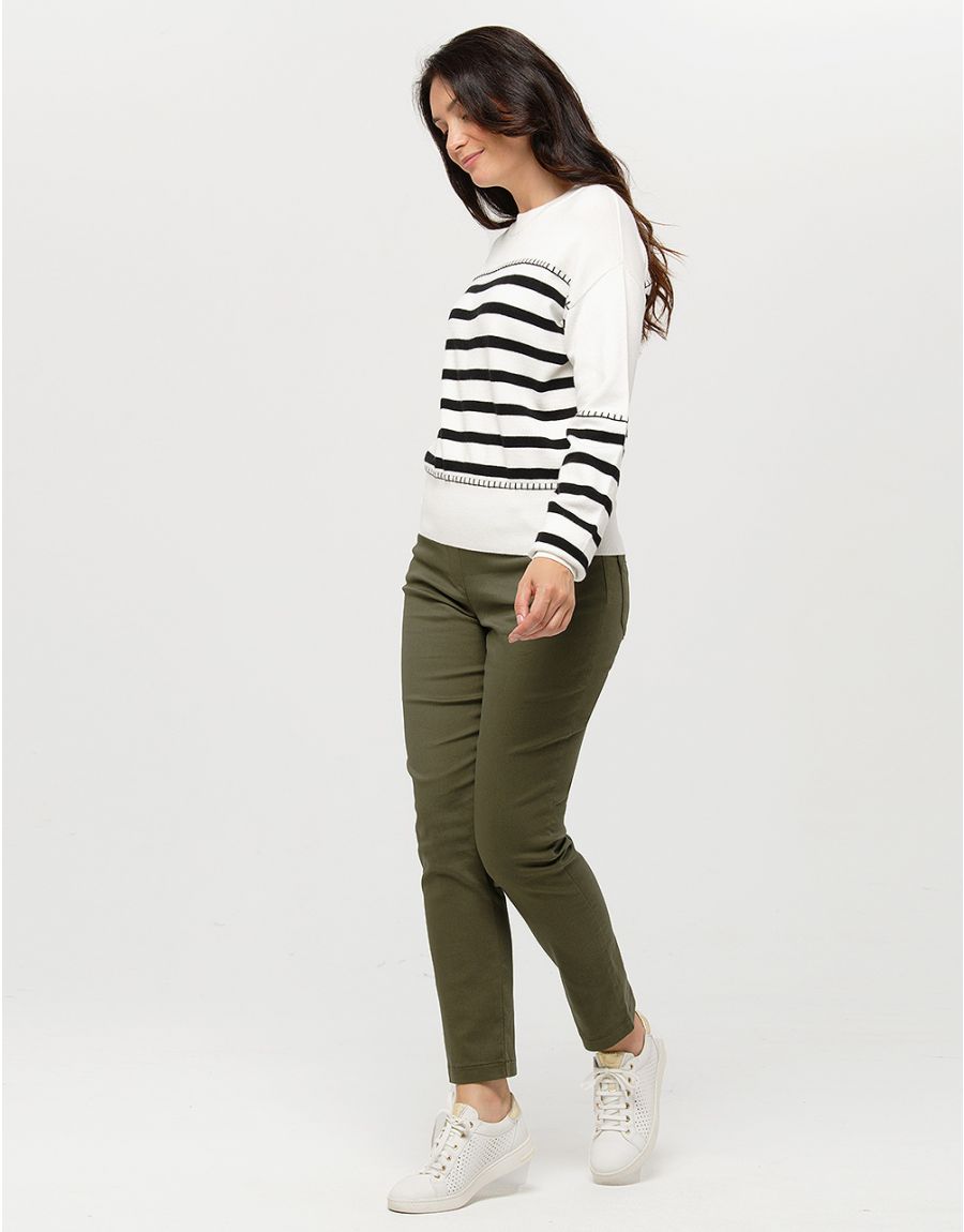 Pull marinière écru