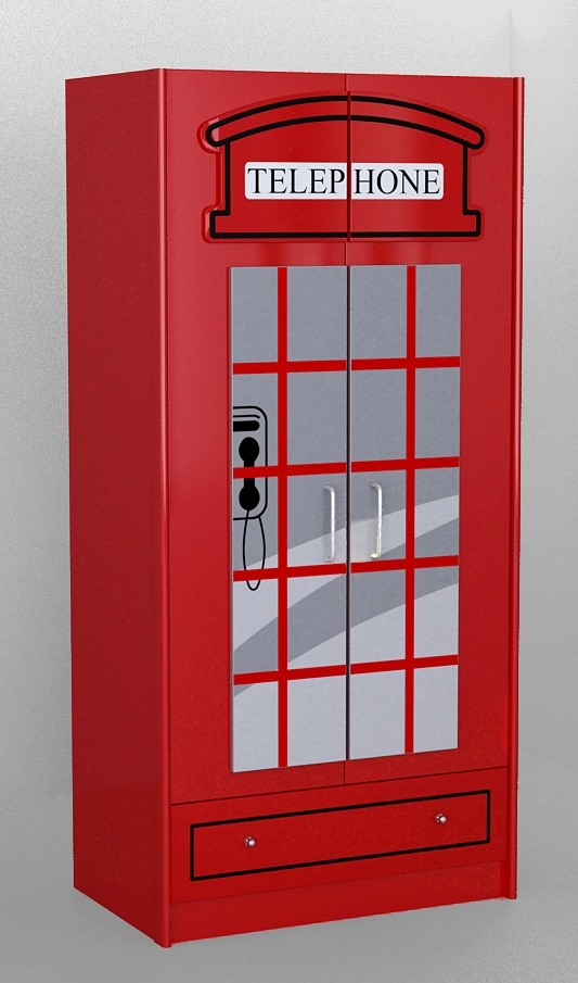 Drehtürenschrank LONDON - rot - 90 cm breit