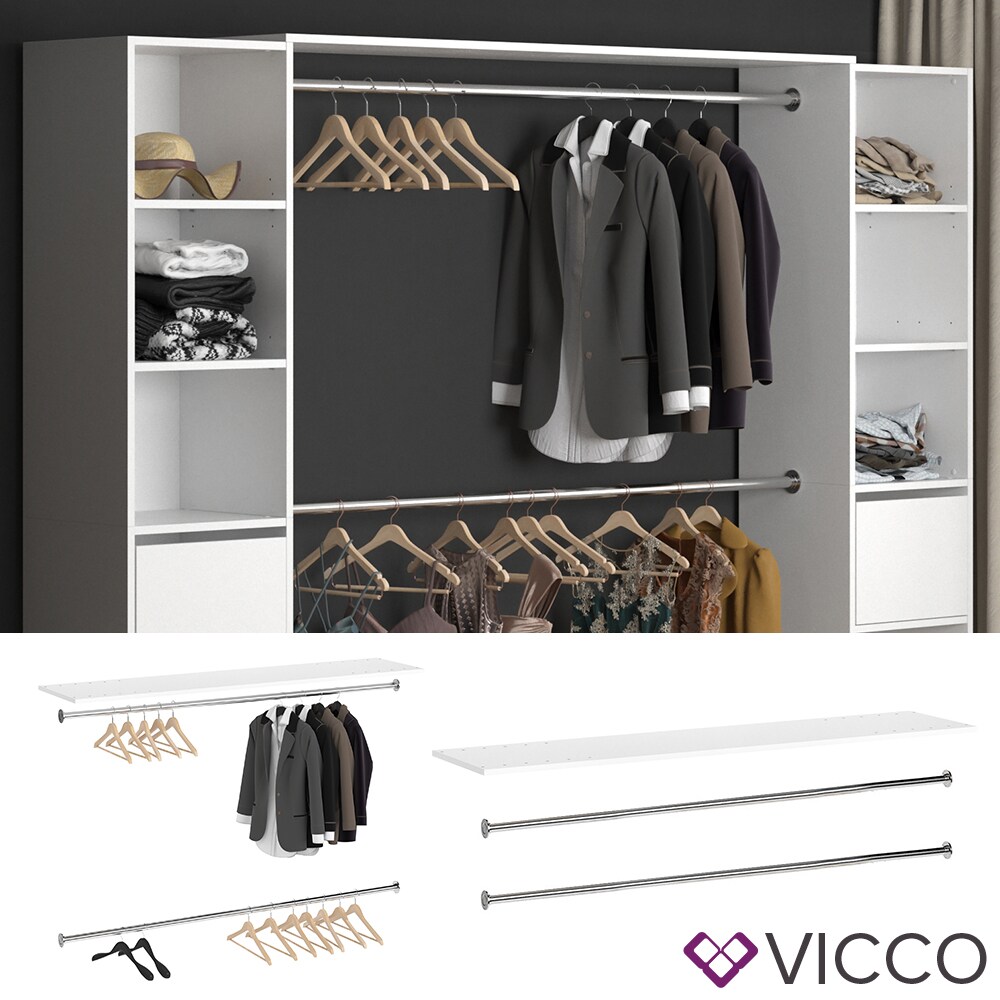 Vicco Kleiderschrank GUEST - Oberplatte Schrank Erweiterung mit Kleiderstange