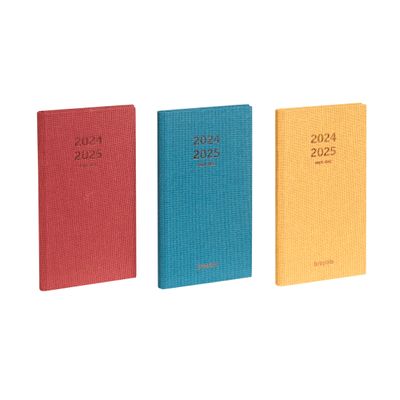 Agenda de poche Raw 16 mois - 1 semaine sur 2 pages - 9 x 16 cm - 3 couleurs disponibles - Brepols