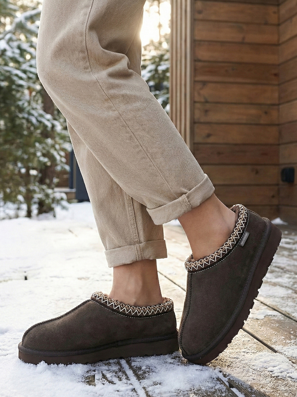 CPH Comfort Brown Suede Wool Slippers