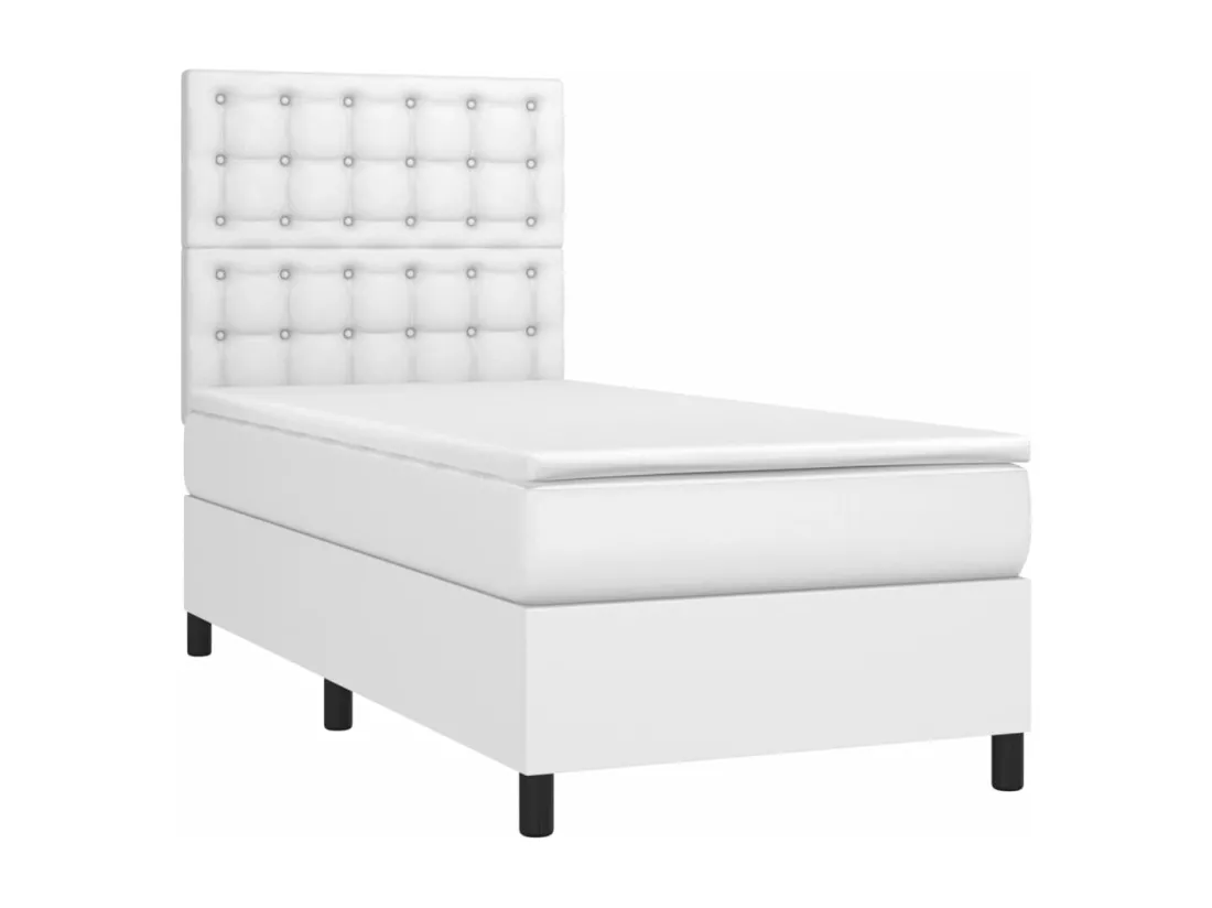 Sommier tapissier avec matelas et LED Blanc 90x190cm Similicuir