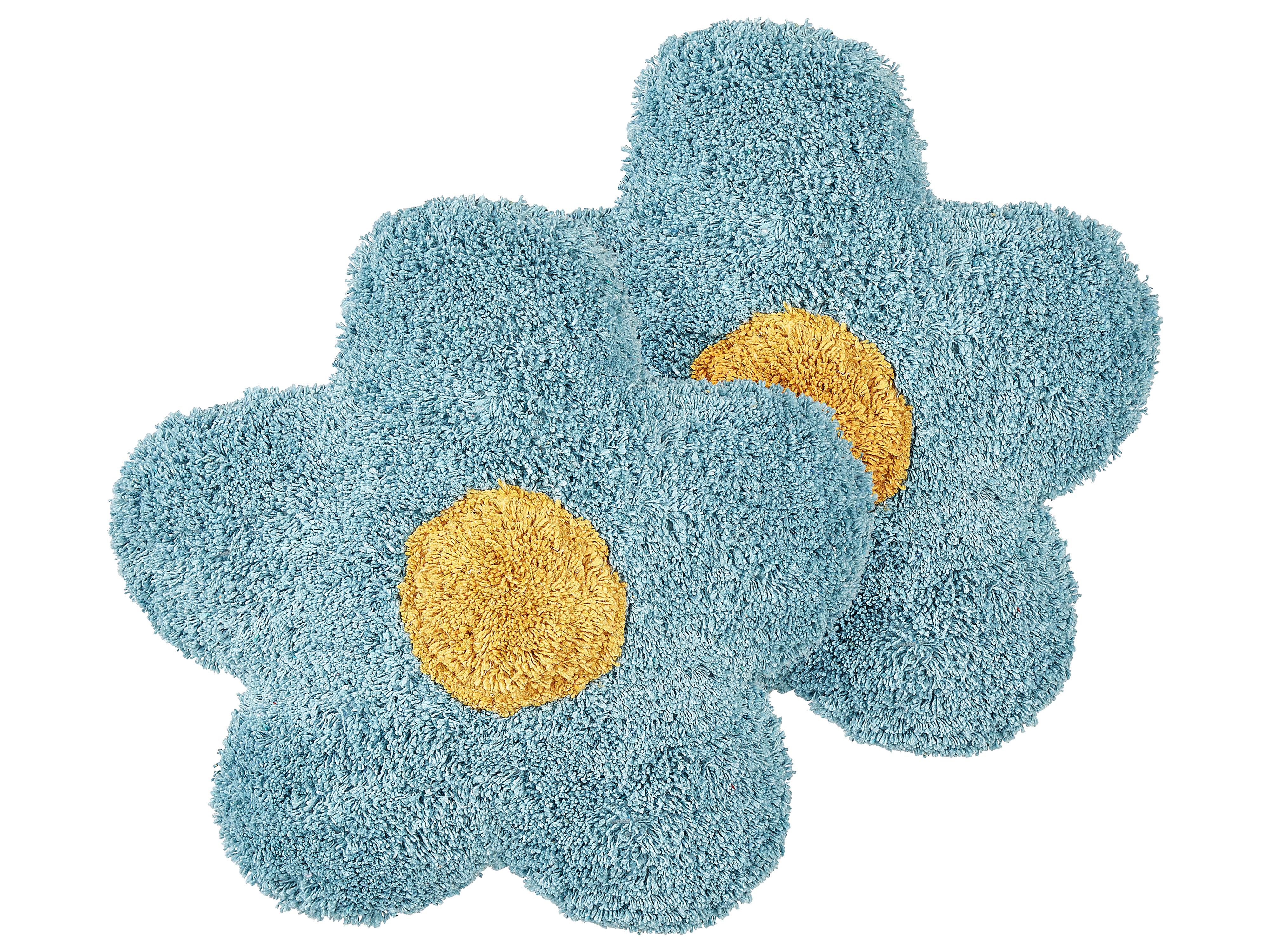 Set van 2 sierkussens SORREL Katoen 30 x 30 cm Blauw Bloem
