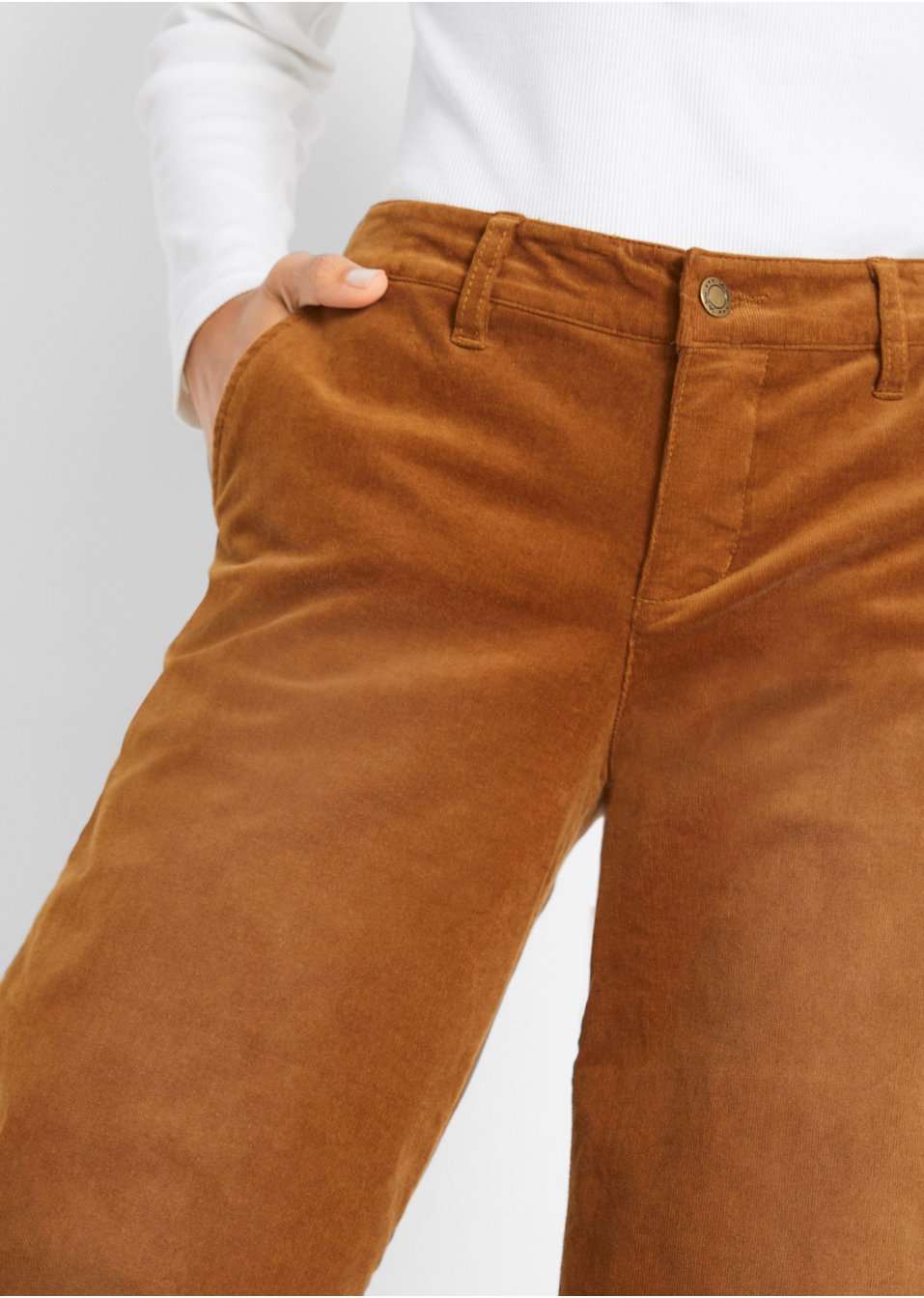 Pantalon en velours côtelé extensible, Wide