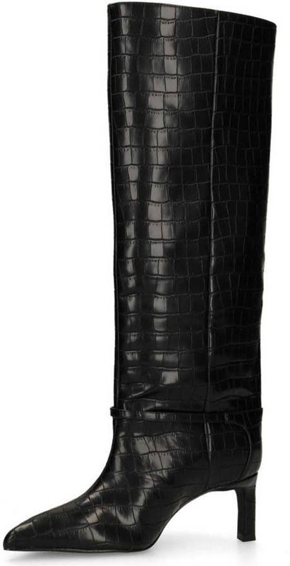 Sacha - Hoge Croco Laarzen - Zwart - Dames