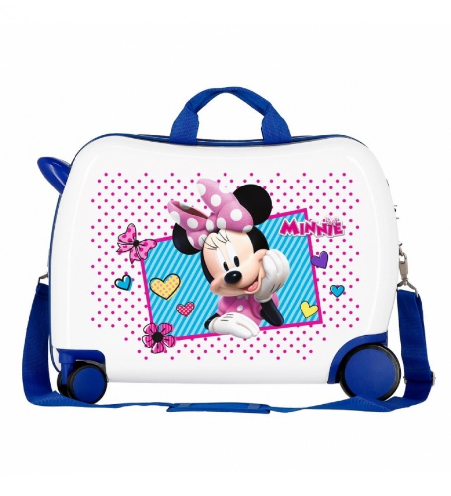 Mala infantil Joumma Bags Minnie Joy com 2 rodas multidirecionais, azul - 38x50x20cm -