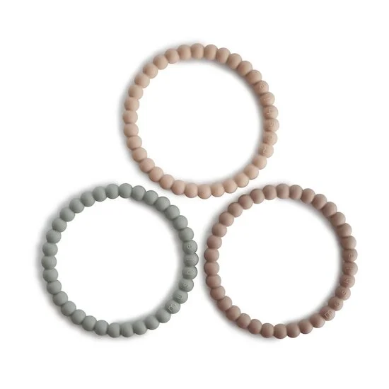 3 Bracelets de Dentition   Perles brunes        de               mushie