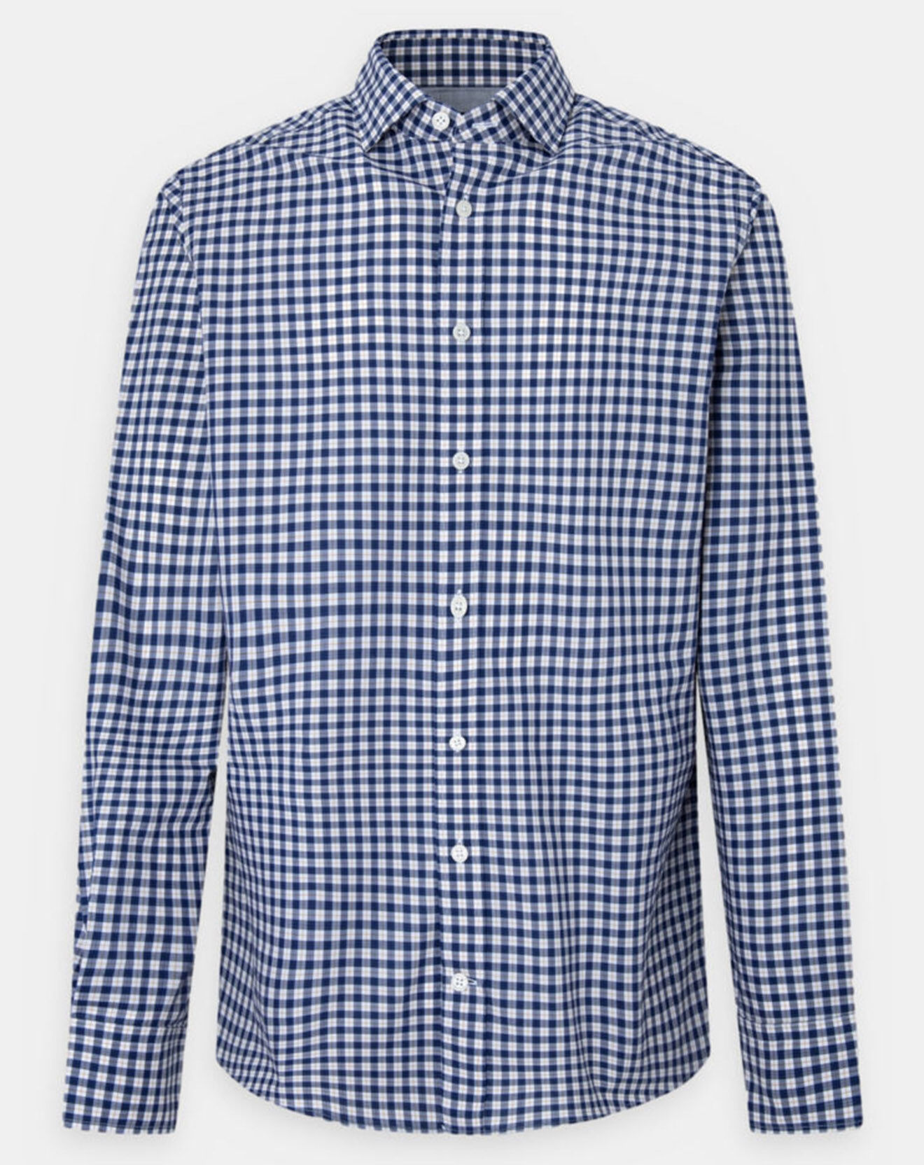 Hackett London Chemise Slim Fit en Popeline à carreaux vichy bleu/blanc