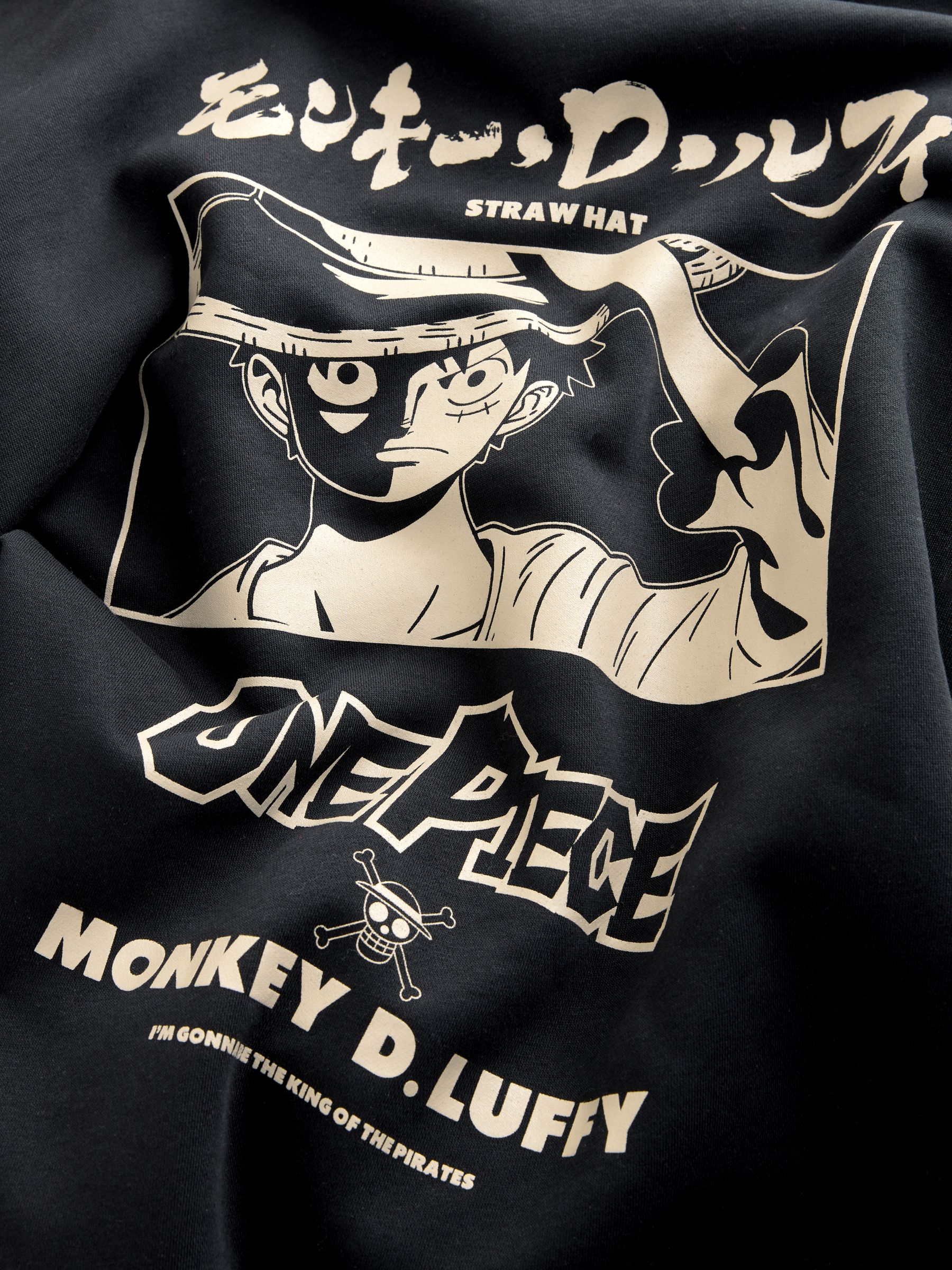 Zwart - One Piece Graphic Print Licence Crew Sweatshirt