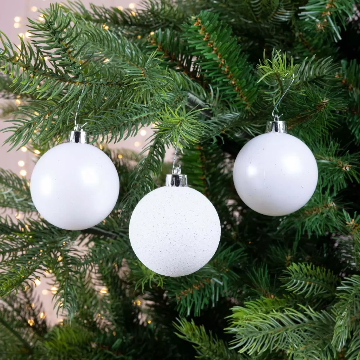 Lot de 30 boules de Noël assorties Alpine Blanc