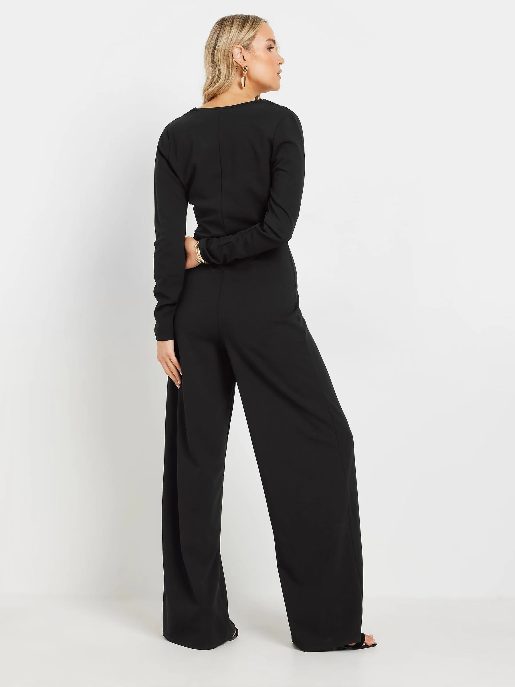 Long Tall Sally lange mouwen scuba overslag jumpsuit