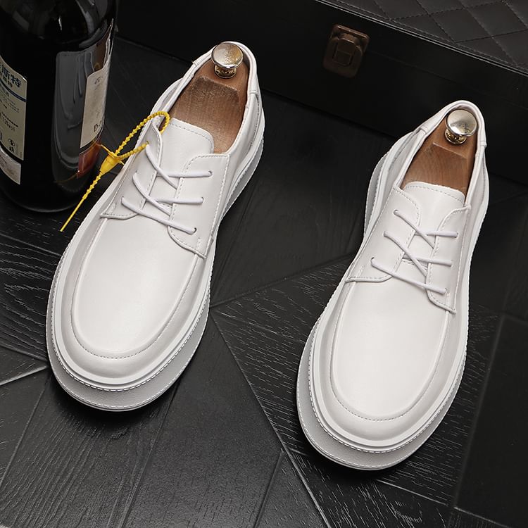 Mr Ozera - Platform veterschoenen van echt leer