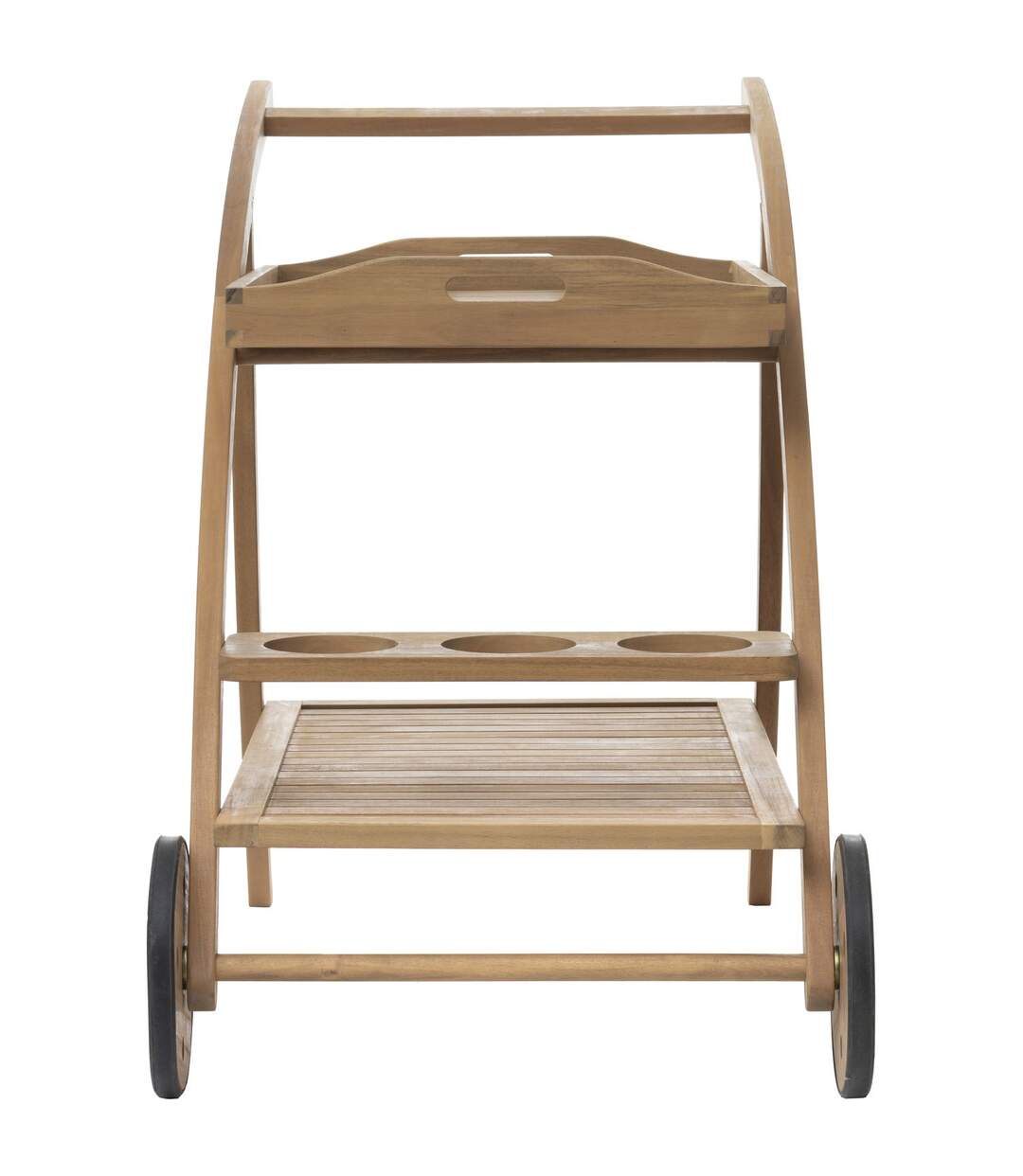 Desserte de jardin en bois à roulettes Tiwi - L. 105 x H. 78 cm - Beige