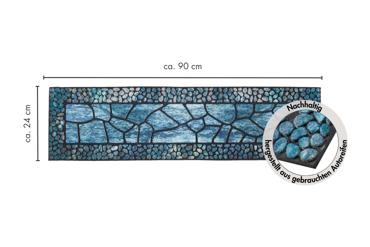 La Traviata buitenmat, set van 2, 24 x 90 cm, in turquoise