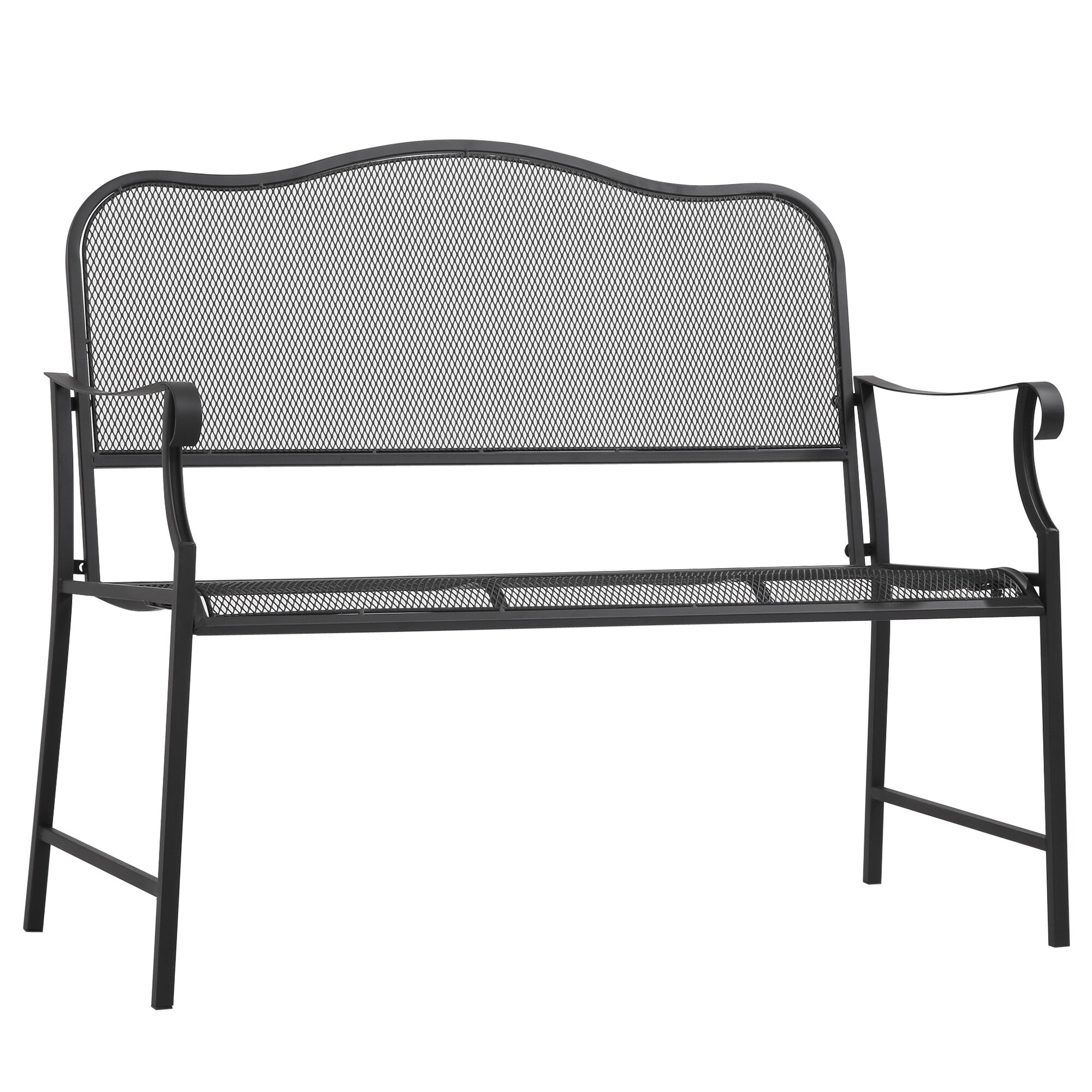 Outsunny Gartenbank mit Rückenlehne schwarz 113L x 58B x 98H cm