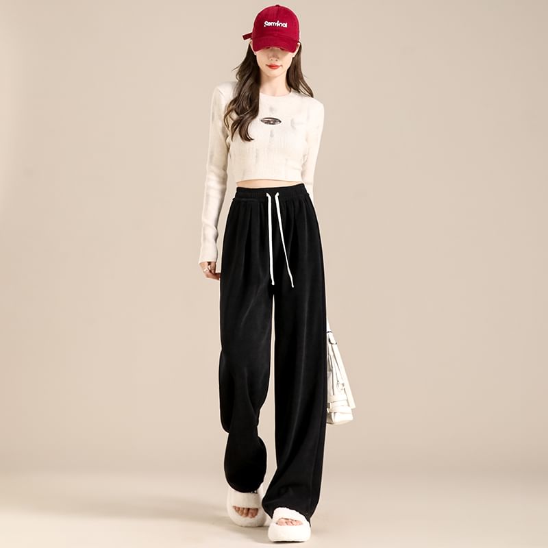 evanesce - Corduroy broek met hoge taille en wijde pijpen